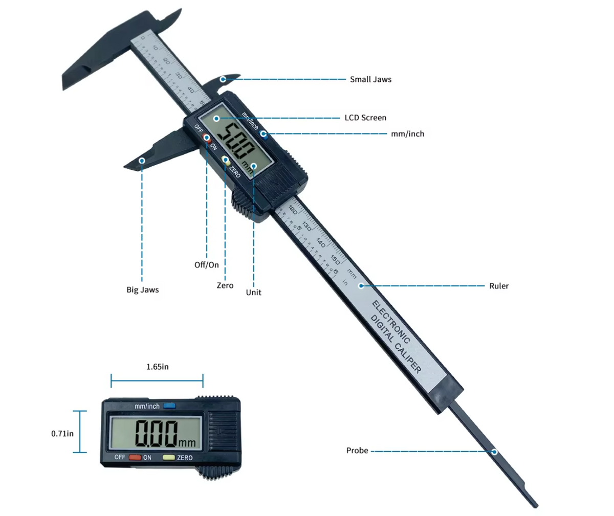 Digital Vernier Calipers 0150mm For Precise Measuring Roads And Rails