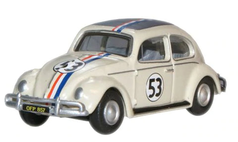 Oxford Diecast 1:76 VW Beetle Pearl White Herbie 76VWB001 - Roads And Rails