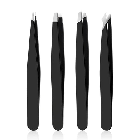 Set Of 4 Tweezers, Cosmetic Style - Roads And Rails