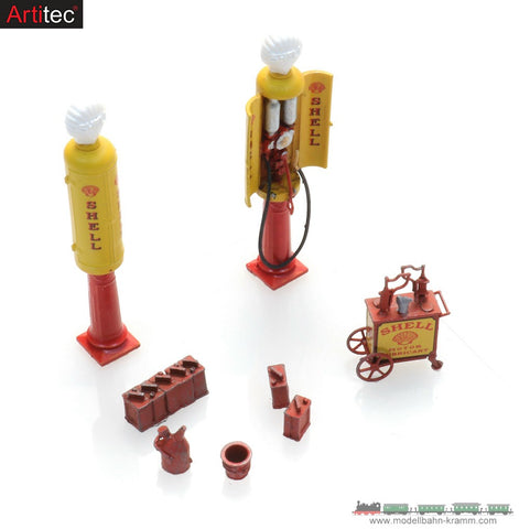 Artitec 1:87 Shell Fuel Pumps And Accessories 387.543 - Roads And Rails