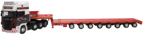 Oxford Diecast Scania Topline Nooteboom Low Loader Smiths, Bridgend 1:76 Scale 76SCA05LL - Roads And Rails