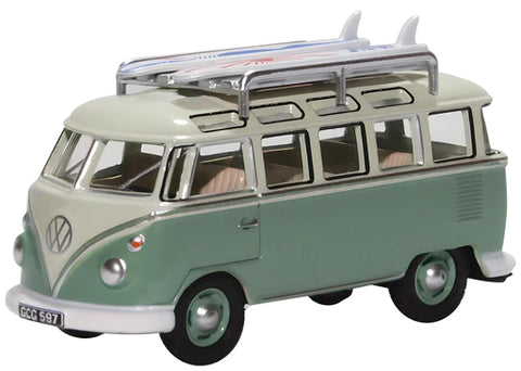 Oxford Diecast 1:76 VW T1 Camper Van Turquoise/White 76VWS005