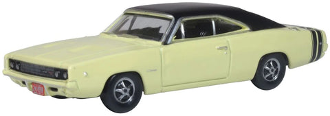 Oxford Diecast 1:87 Dodge Charger 1968 Yellow/Black 87DC68004 - Roads And Rails