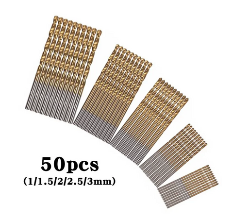 Mini Drill Bits, 1-3mm, 50 Pieces - Roads And Rails