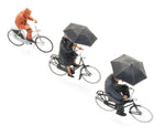 ArtiTec Cyclist Figures In The Rain (Painted) 5870016 - Roads And Rails