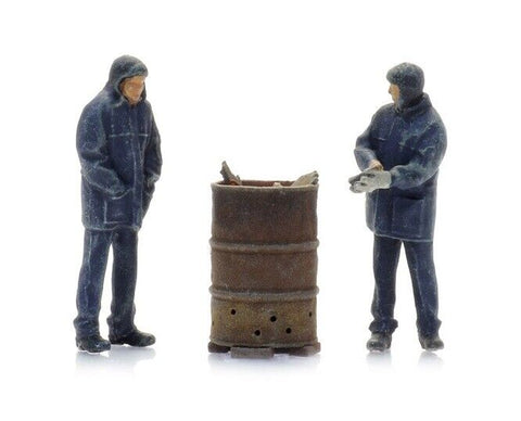 ArtiTec Railway Workers With Fire Barrell (Painted) 5870048 - Roads And Rails