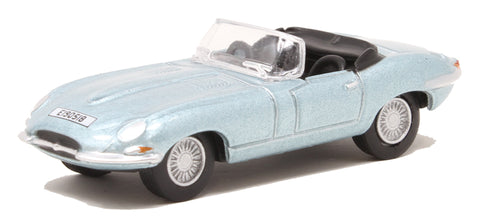 Oxford Diecast 1:76 Jaguar E Type Silver Blue 76ETYP014 - Roads And Rails