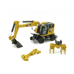 Diecast Masters 1:87 Cat M323F Railroad Wheeled Excavator with Three Attachments (Safety Yellow) 85656 - Roads And Rails